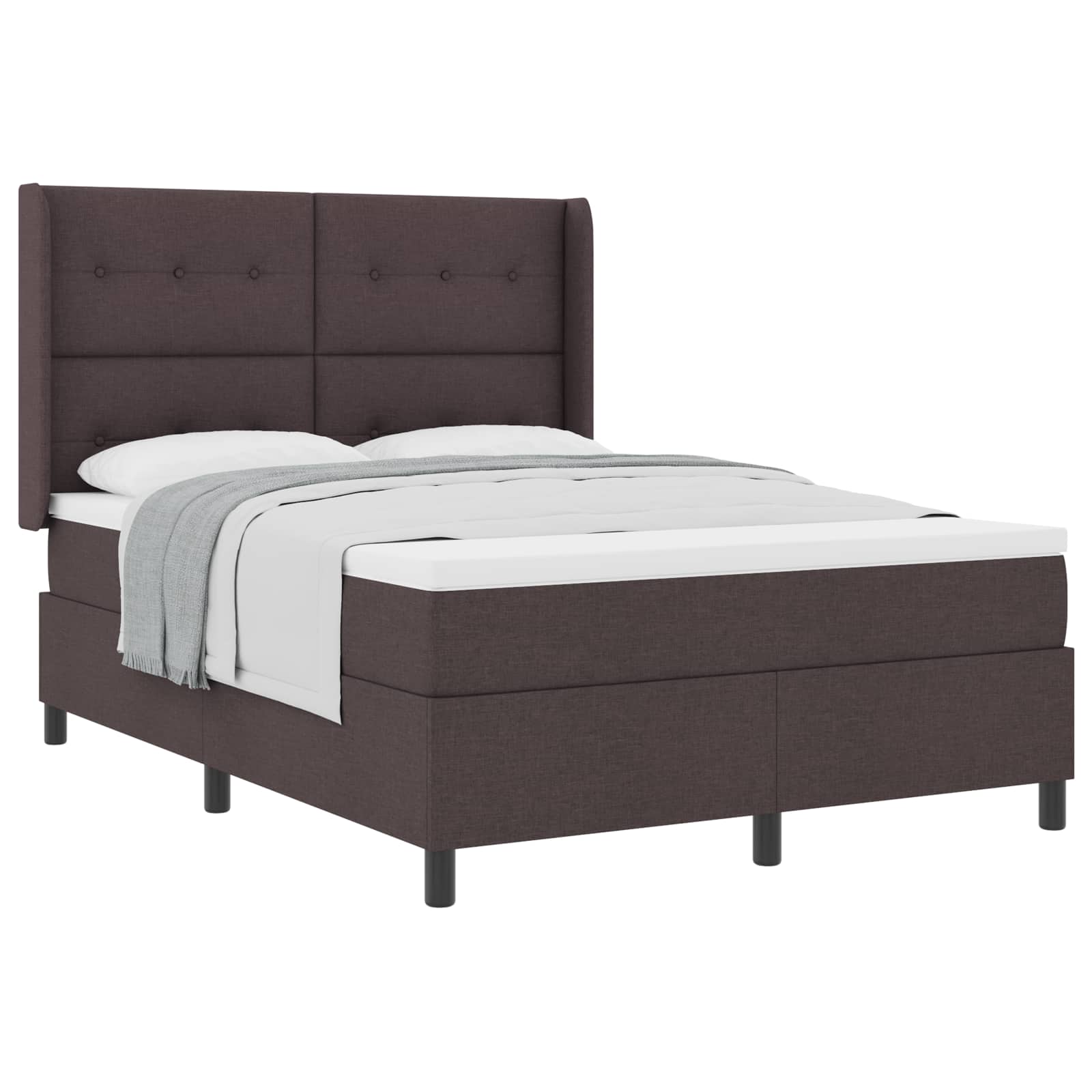 Letto a molle con cuscino Marrone Scuro 190 x 140 cm Tessuto | homemem39
