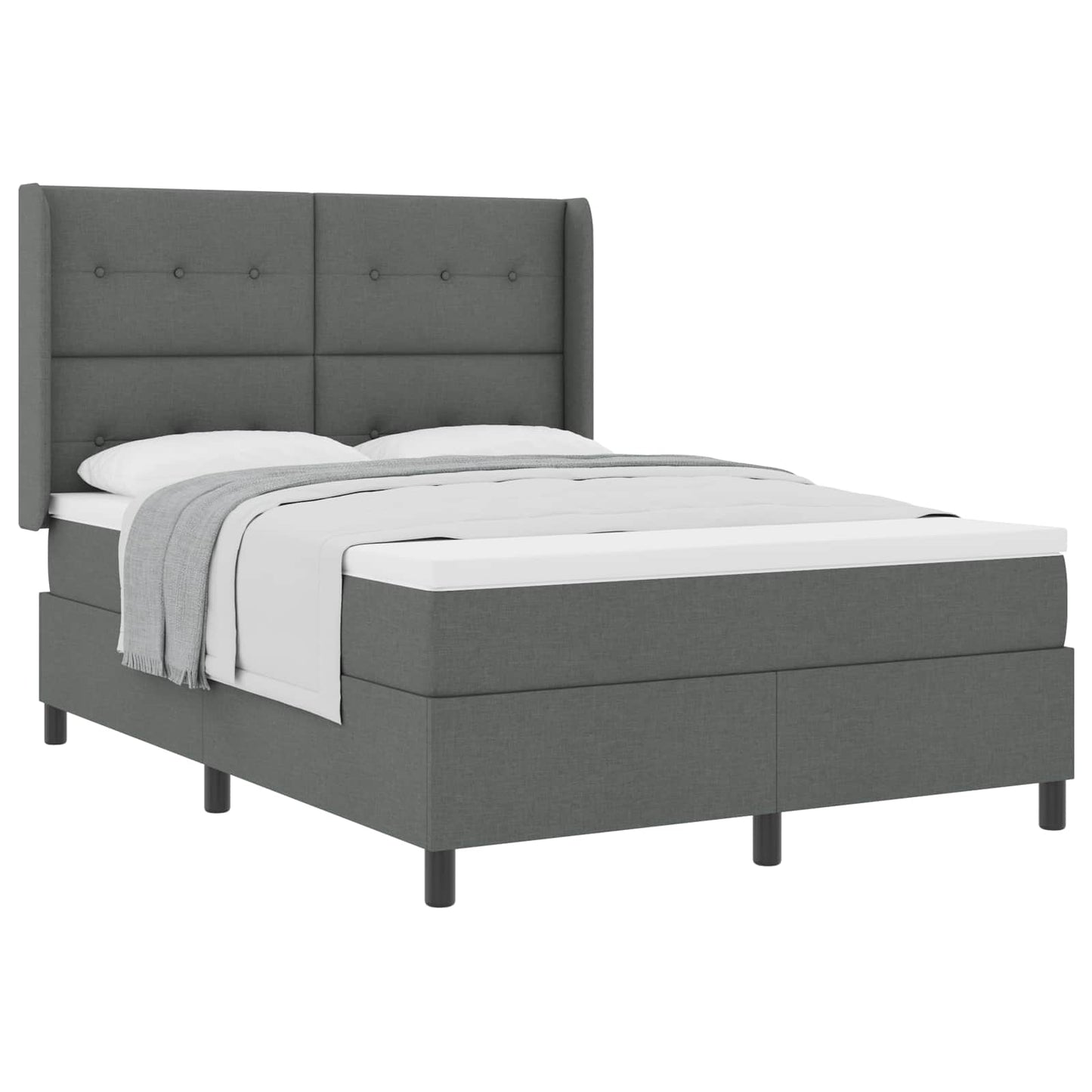 Letto a molle con materasso Grigio scuro 140 x 200 cm Tessuto