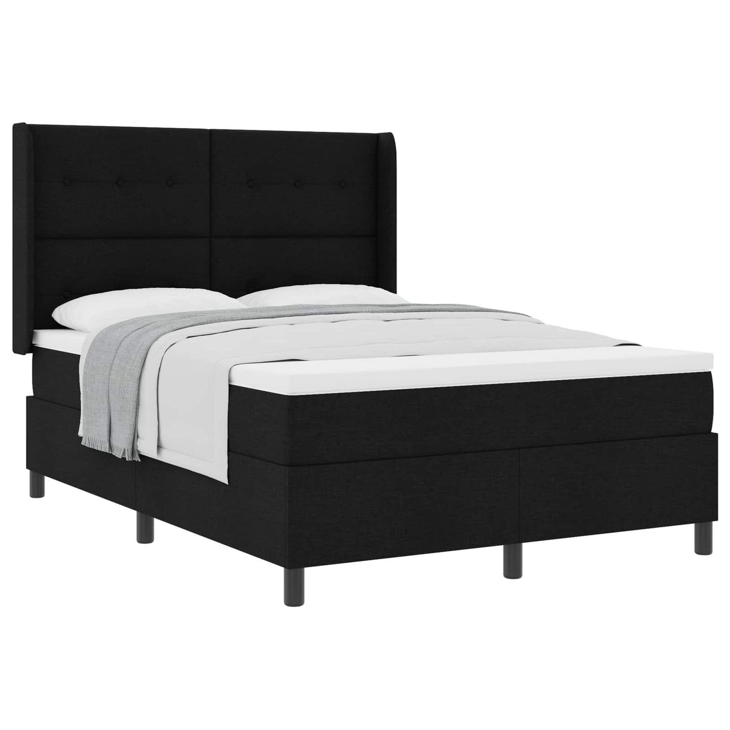Letto a molle con materasso Nero 140 x 200 cm Tessuto