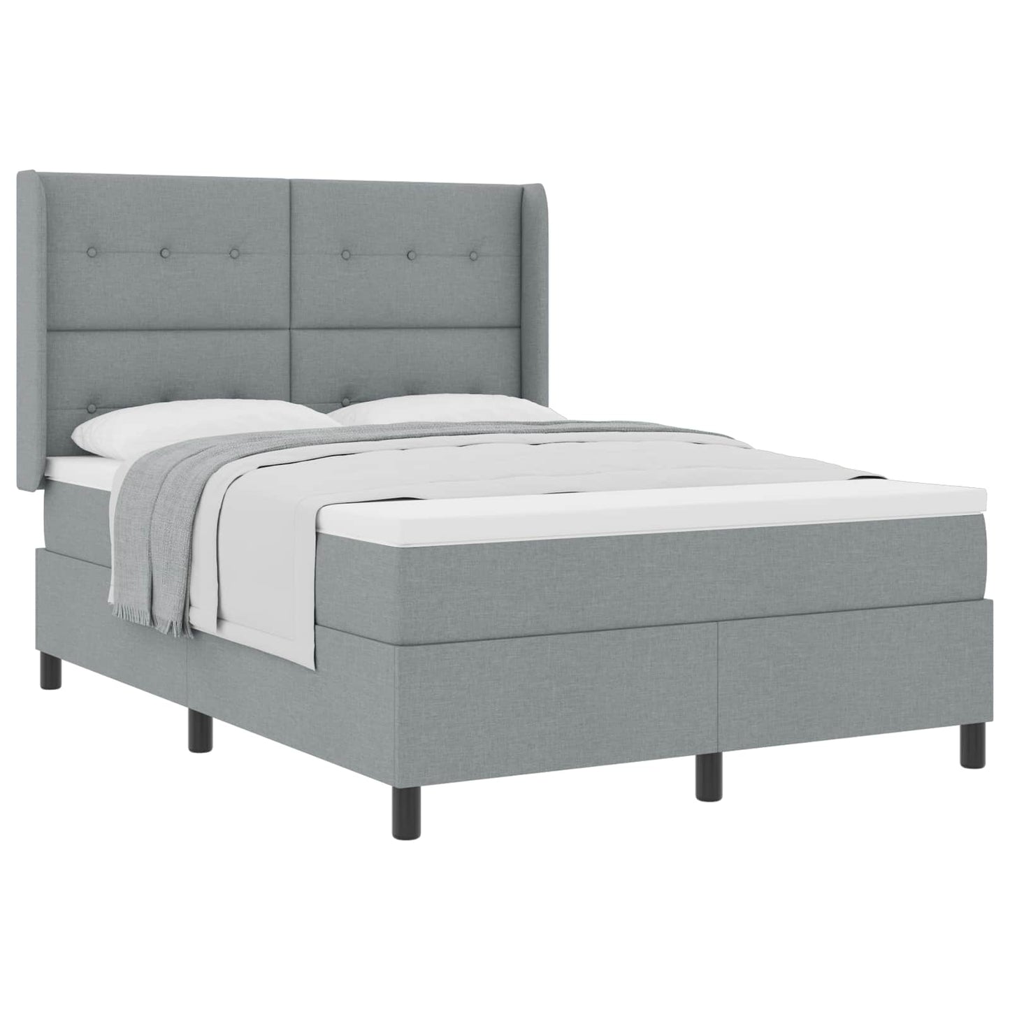 Letto a molle con cuscino Grigio chiaro 200 x 160 cm Tessuto | homemem39