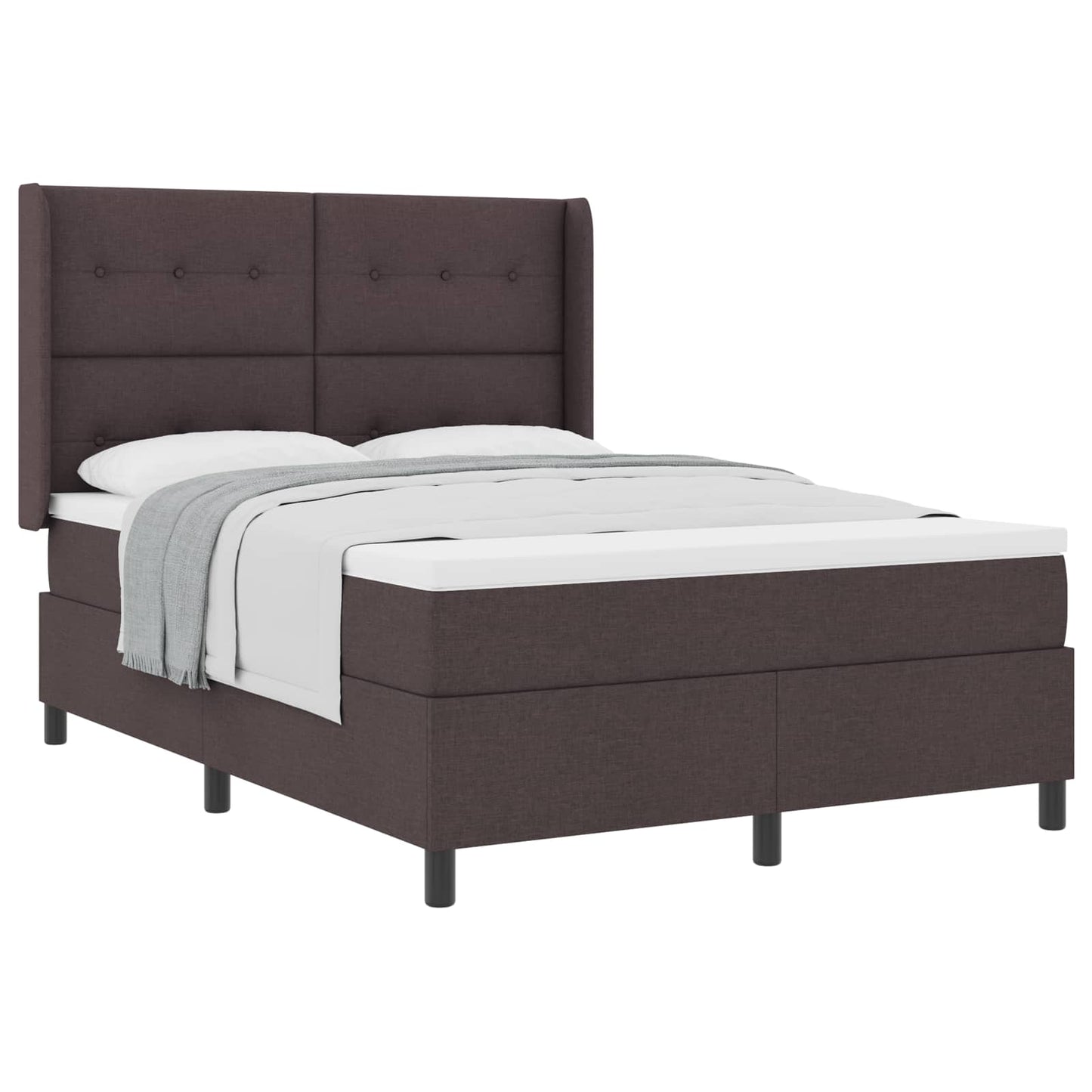 Letto a molle con cuscino Marrone Scuro 200 x 160 cm Tessuto | homemem39