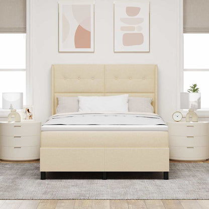 Letto a molle con materasso Crema 160 x 200 cm Tessuto