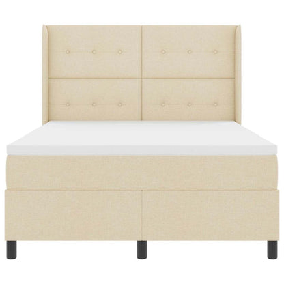 Letto a molle con materasso Crema 160 x 200 cm Tessuto