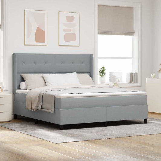 Letto a molle con cuscino Grigio chiaro 200 x 180 cm Tessuto | homemem39