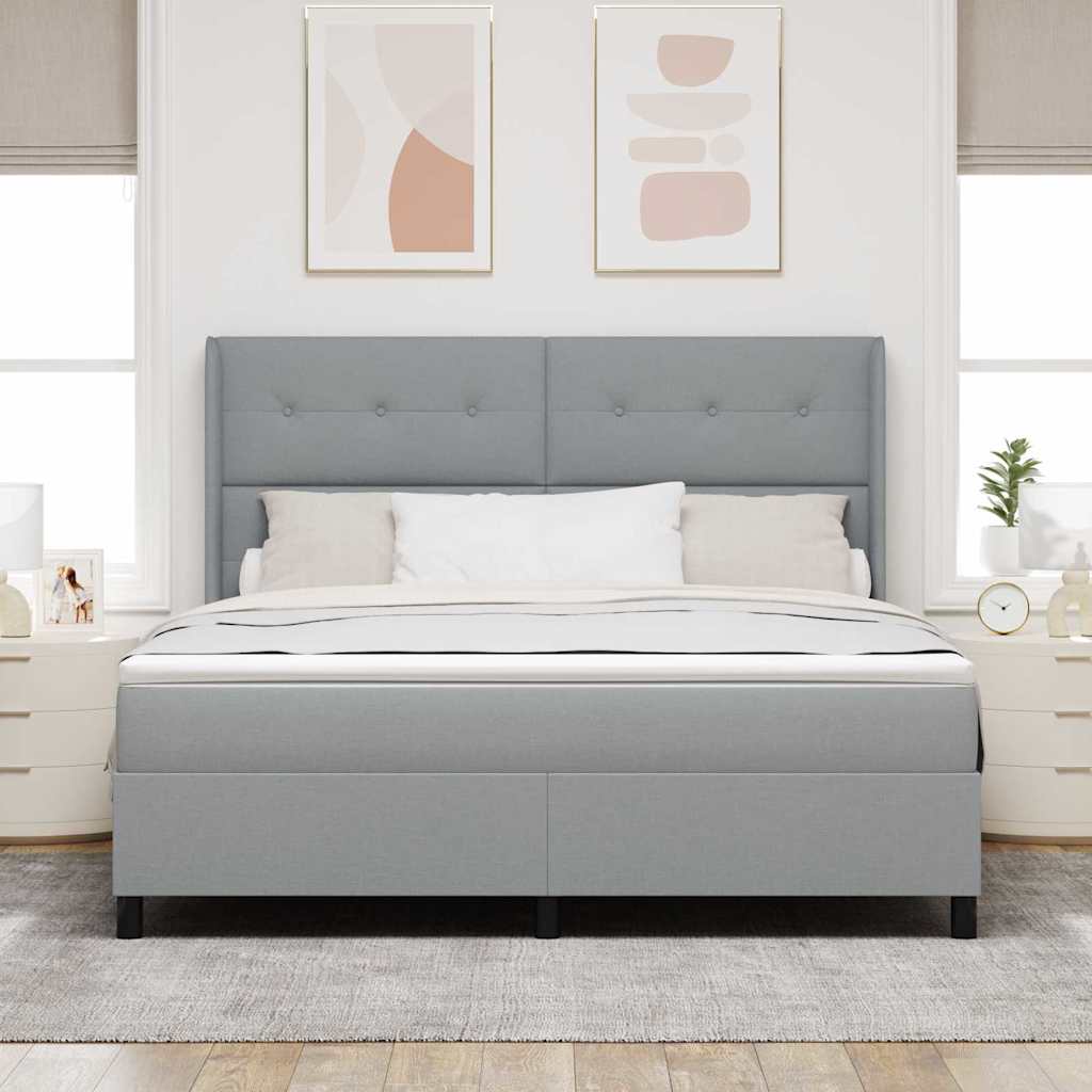 Letto a molle con cuscino Grigio chiaro 200 x 180 cm Tessuto | homemem39