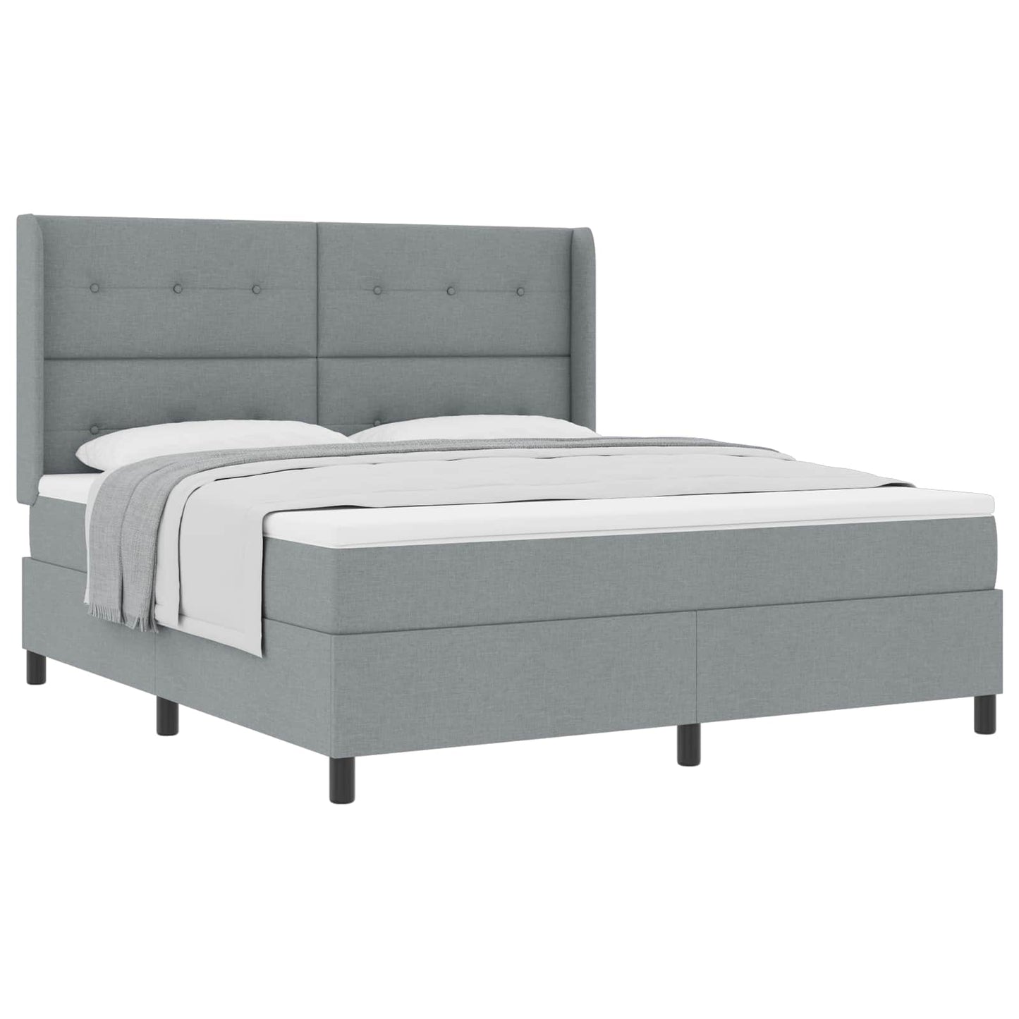 Letto a molle con cuscino Grigio chiaro 200 x 180 cm Tessuto | homemem39