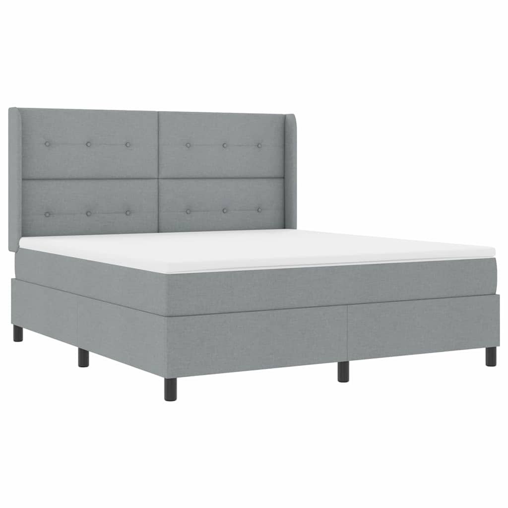 Letto a molle con cuscino Grigio chiaro 200 x 180 cm Tessuto | homemem39