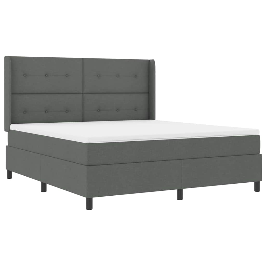 Letto a molle con materasso Grigio scuro 180 x 200 cm Tessuto
