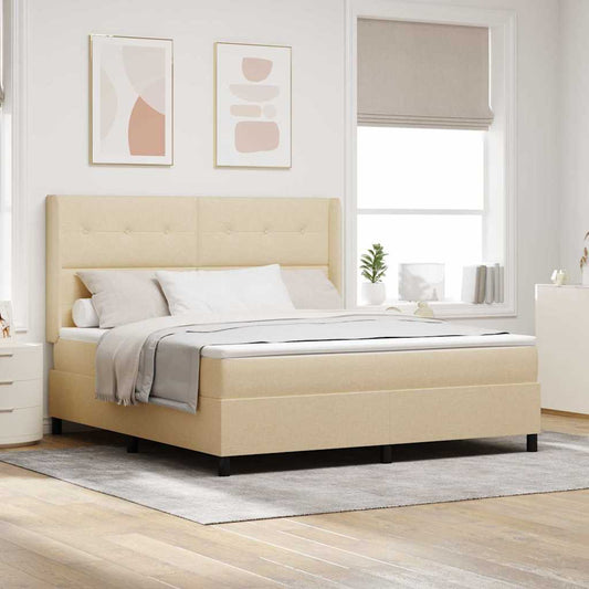 Letto a molle con cuscino Crema 200 x 180 cm Tessuto | homemem39