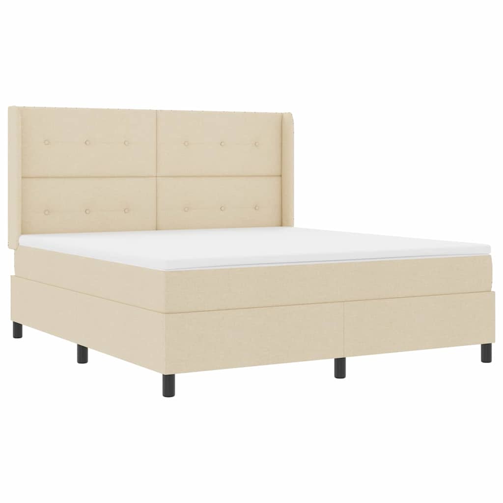 Letto a molle con cuscino Crema 200 x 180 cm Tessuto | homemem39