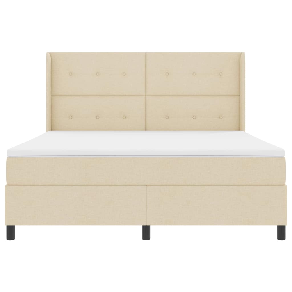 Letto a molle con cuscino Crema 200 x 180 cm Tessuto | homemem39