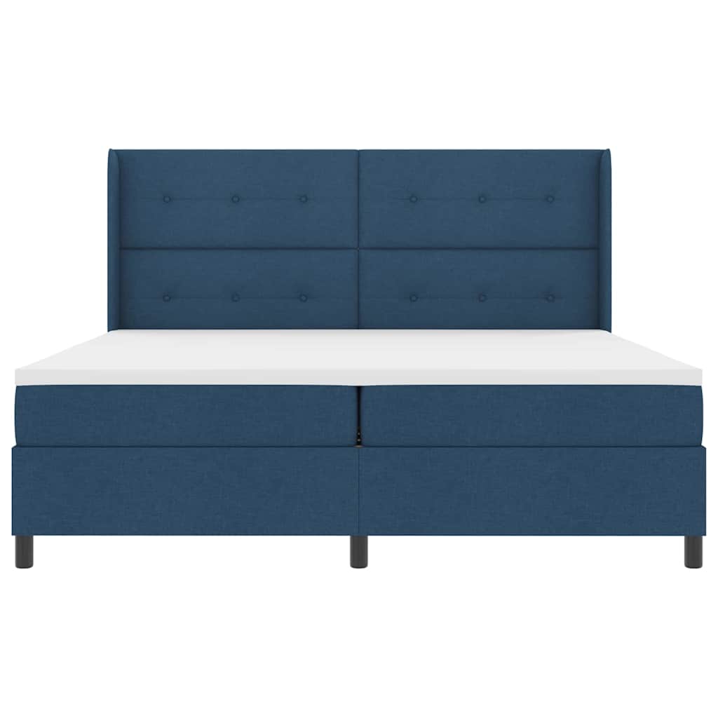 Letto a molle con cuscino con testiera Blu 200 x 200 cm Tessuto | homemem39