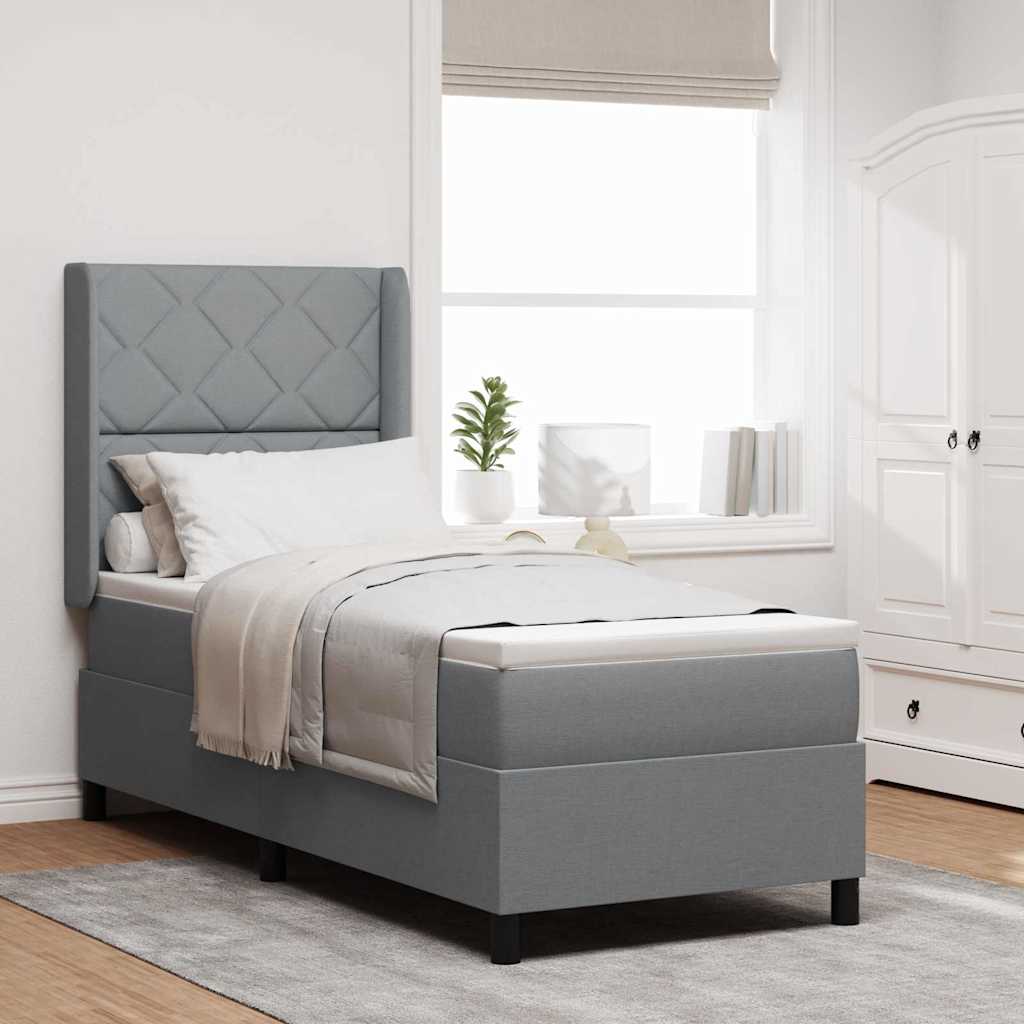 Letto a molle con cuscino Grigio chiaro 200 x 80 cm Tessuto