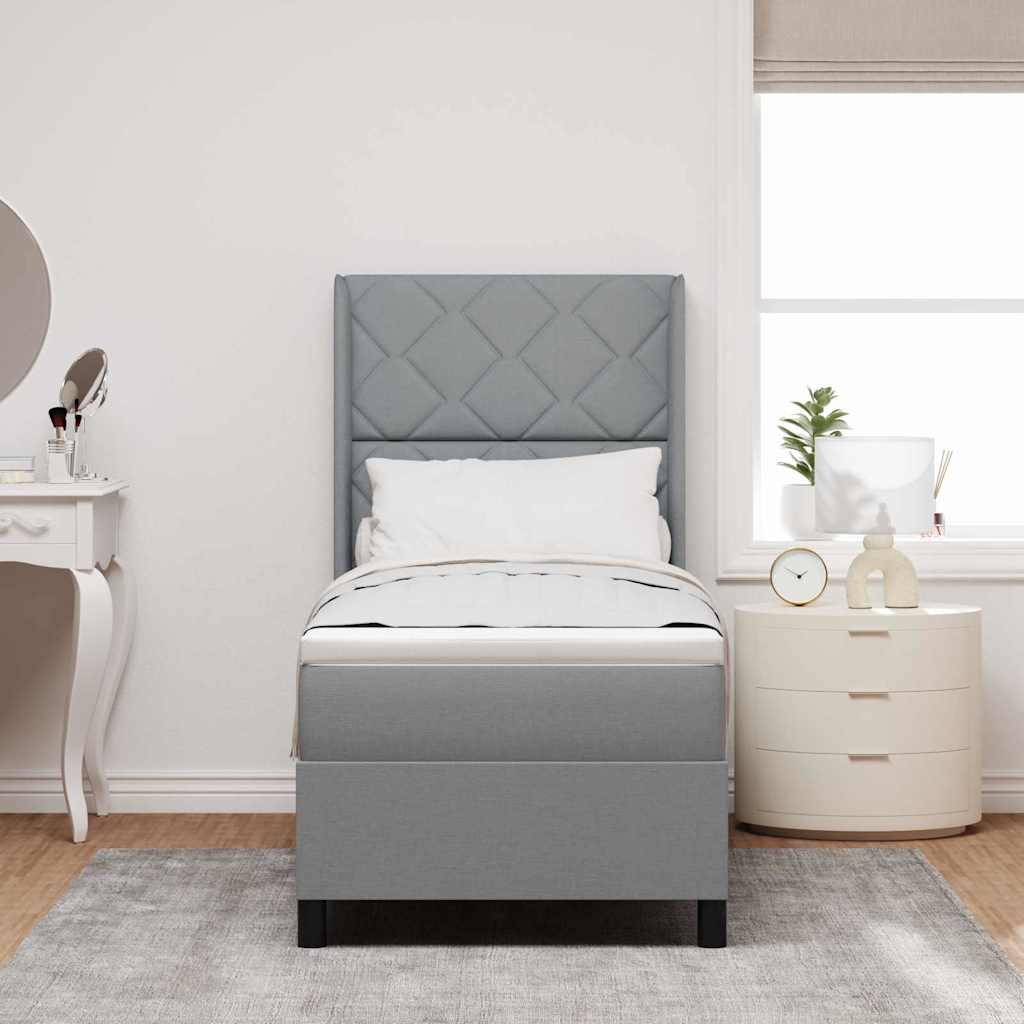 Letto a molle con cuscino Grigio chiaro 200 x 80 cm Tessuto