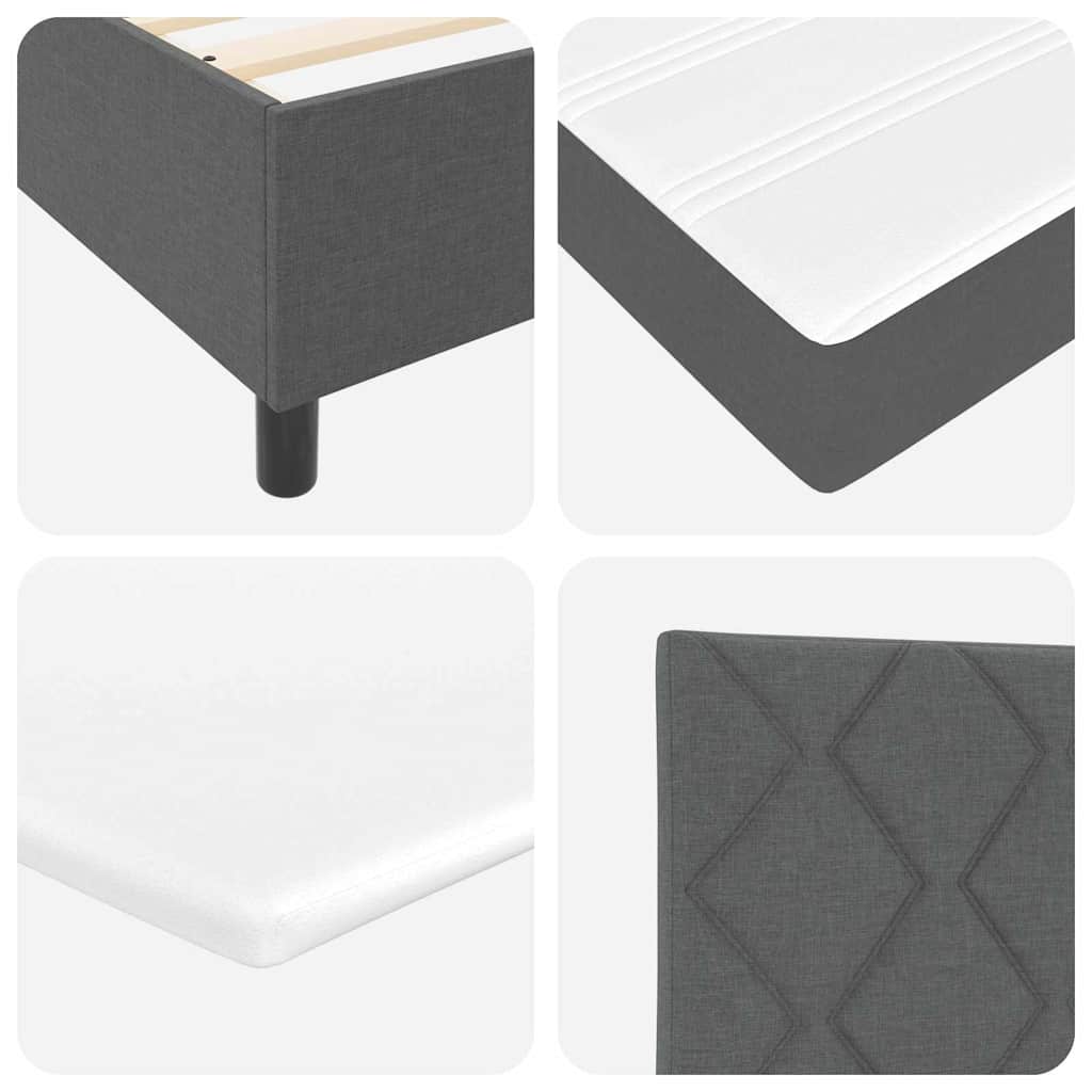 Letto a molle con cuscino Grigio scuro 200 x 80 cm Tessuto | homemem39