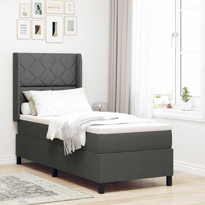 Letto a molle con cuscino Grigio scuro 200 x 80 cm Tessuto