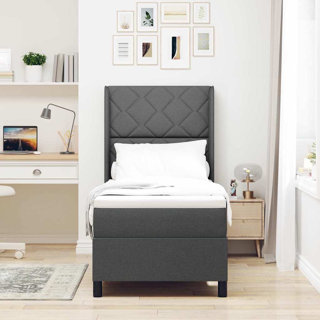 Letto a molle con cuscino Grigio scuro 200 x 80 cm Tessuto | homemem39