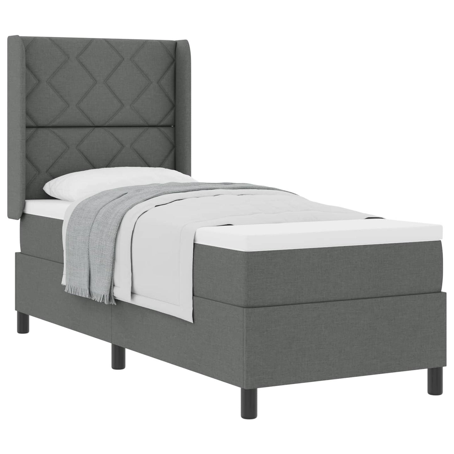 Letto a molle con cuscino Grigio scuro 200 x 80 cm Tessuto