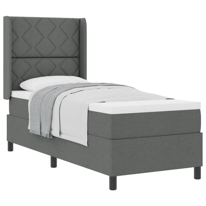Letto a molle con cuscino Grigio scuro 200 x 80 cm Tessuto
