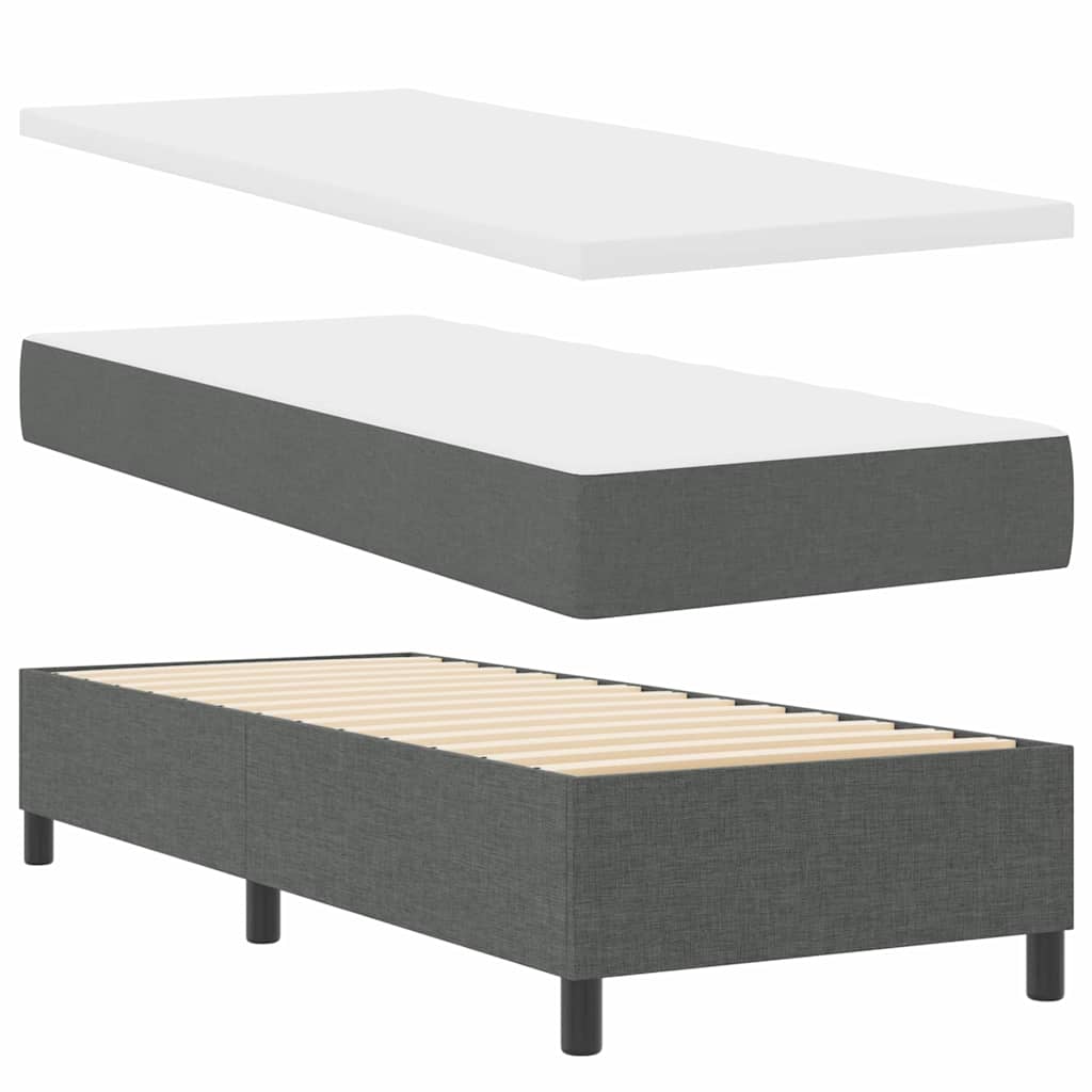 Letto a molle con cuscino Grigio scuro 200 x 80 cm Tessuto | homemem39