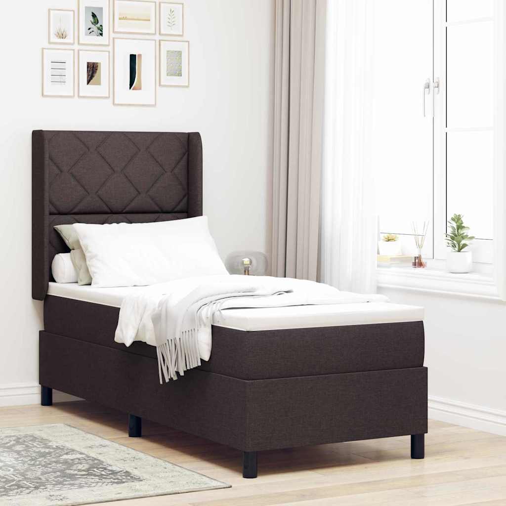 Letto a molle con cuscino Marrone Scuro 200 x 80 cm Tessuto