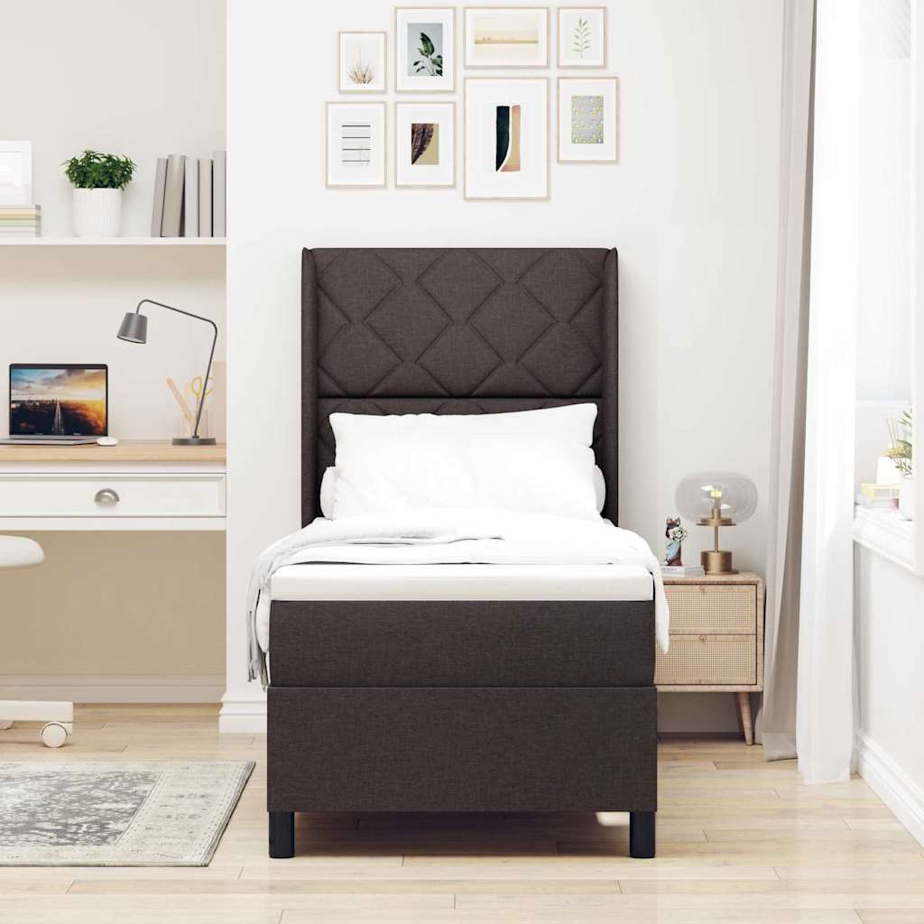 Letto a molle con cuscino Marrone Scuro 200 x 80 cm Tessuto | homemem39