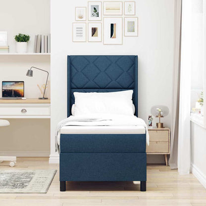 Letto a molle con cuscino con testiera Blu 200 x 80 cm Tessuto
