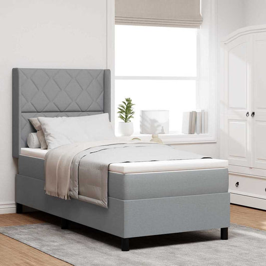 Letto a molle con cuscino Grigio chiaro 200 x 100 cm Tessuto | homemem39