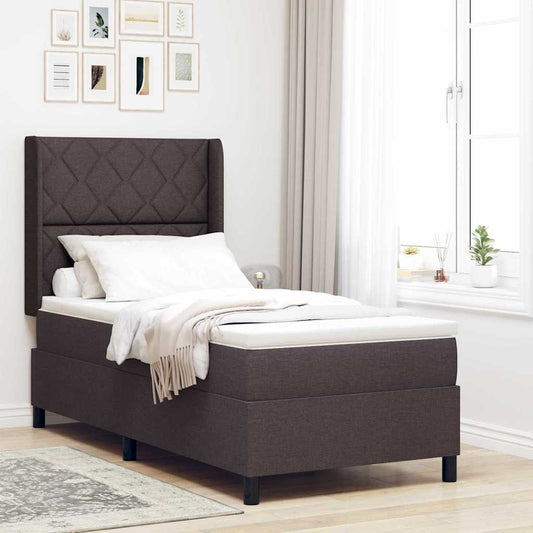 Letto a molle con cuscino Marrone Scuro 200 x 100 cm Tessuto