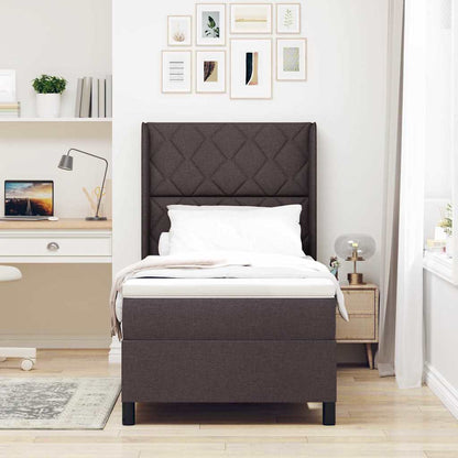 Letto a molle con cuscino Marrone Scuro 200 x 100 cm Tessuto | homemem39