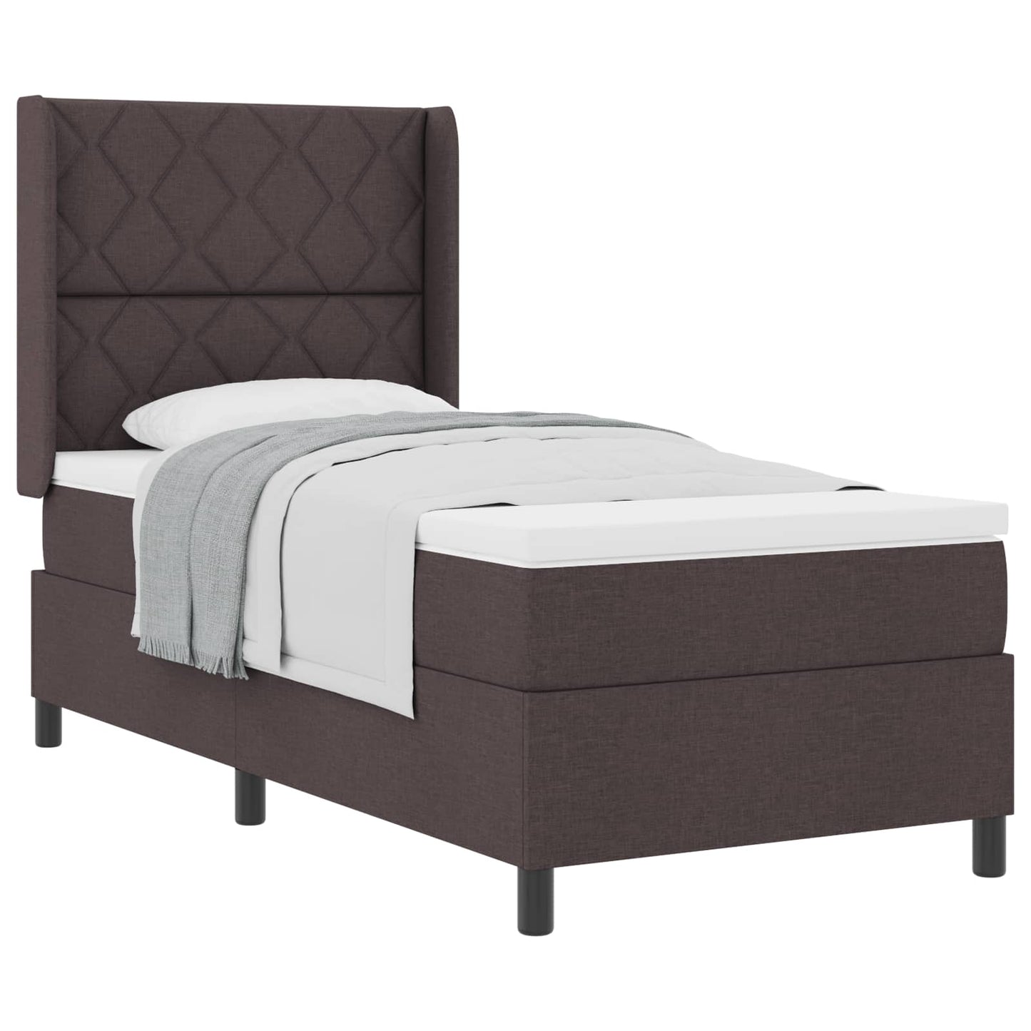 Letto a molle con cuscino Marrone Scuro 200 x 100 cm Tessuto | homemem39