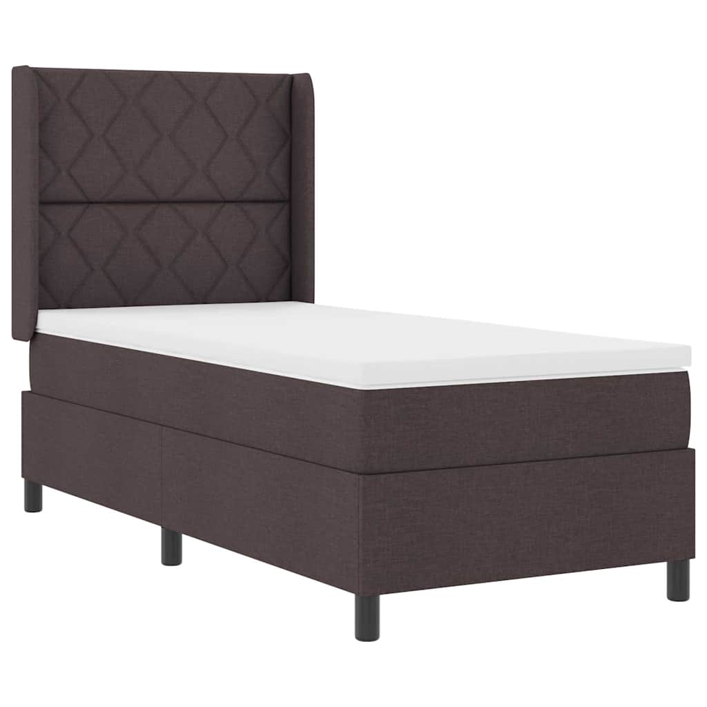 Letto a molle con cuscino Marrone Scuro 200 x 100 cm Tessuto | homemem39