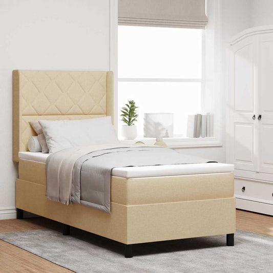 Letto a molle con cuscino Crema 200 x 100 cm Tessuto | homemem39