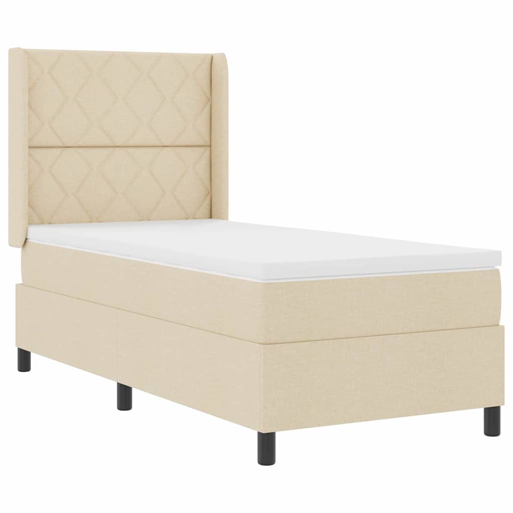 Letto a molle con cuscino Crema 200 x 100 cm Tessuto | homemem39