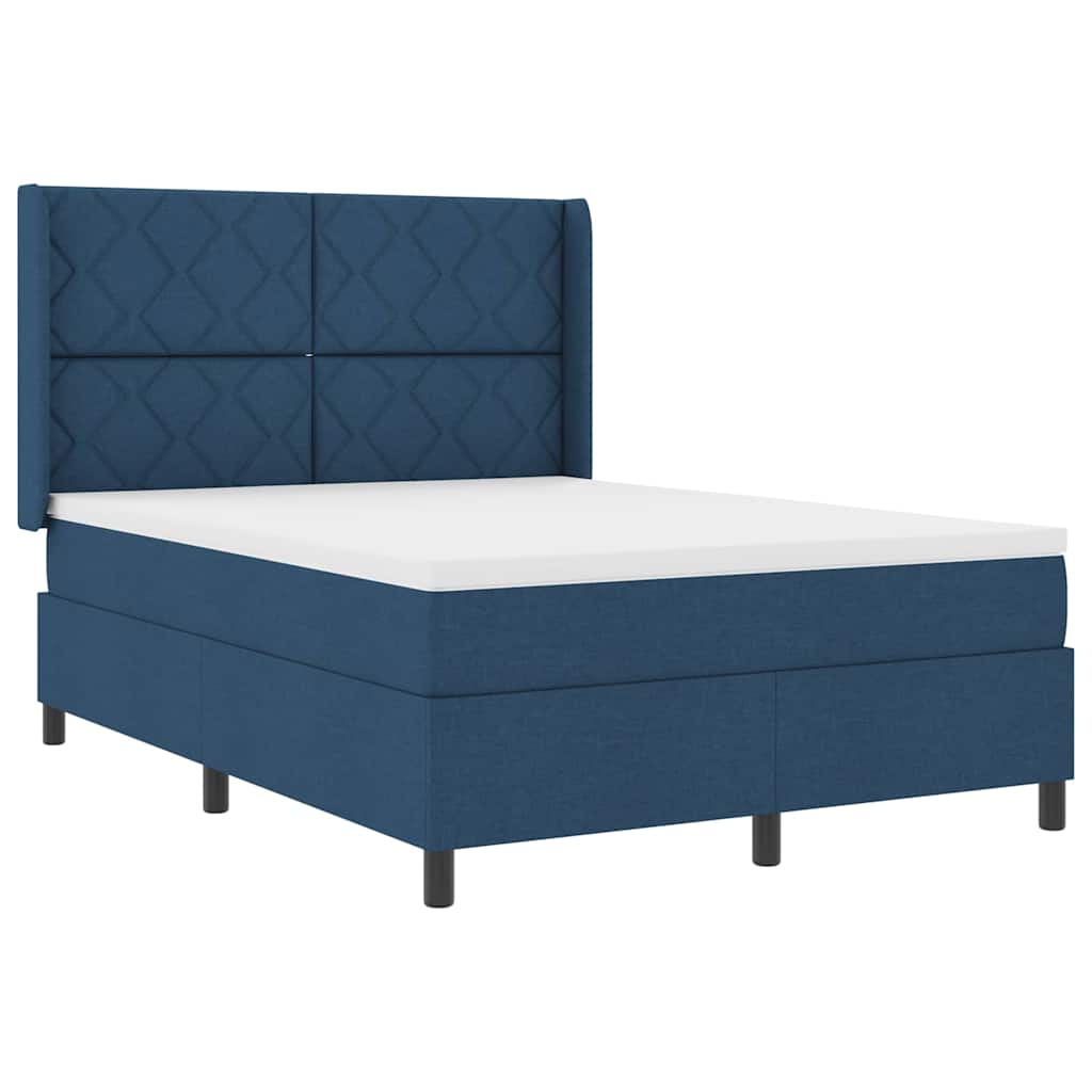 Letto a molle con cuscino con testiera Blu 190 x 140 cm Tessuto | homemem39