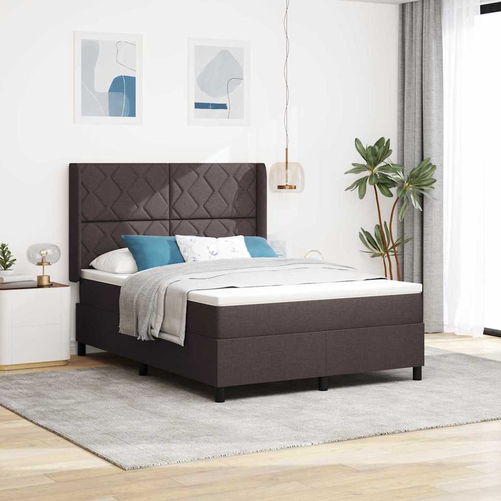 Letto a molle con cuscino Marrone Scuro 200 x 160 cm Tessuto | homemem39