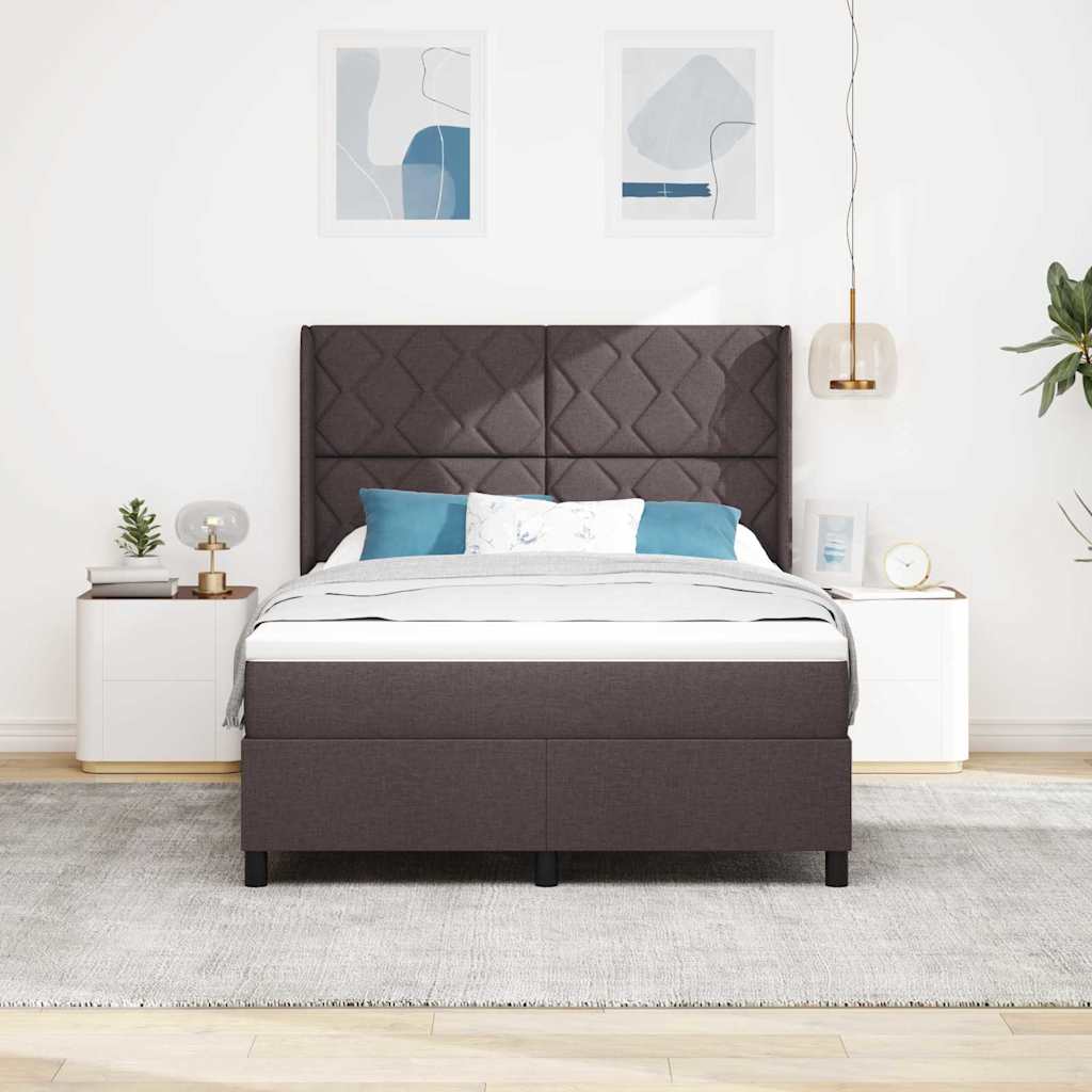 Letto a molle con cuscino Marrone Scuro 200 x 160 cm Tessuto | homemem39