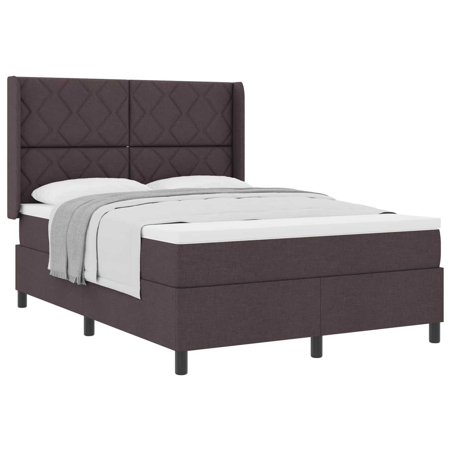 Letto a molle con cuscino Marrone Scuro 200 x 160 cm Tessuto | homemem39