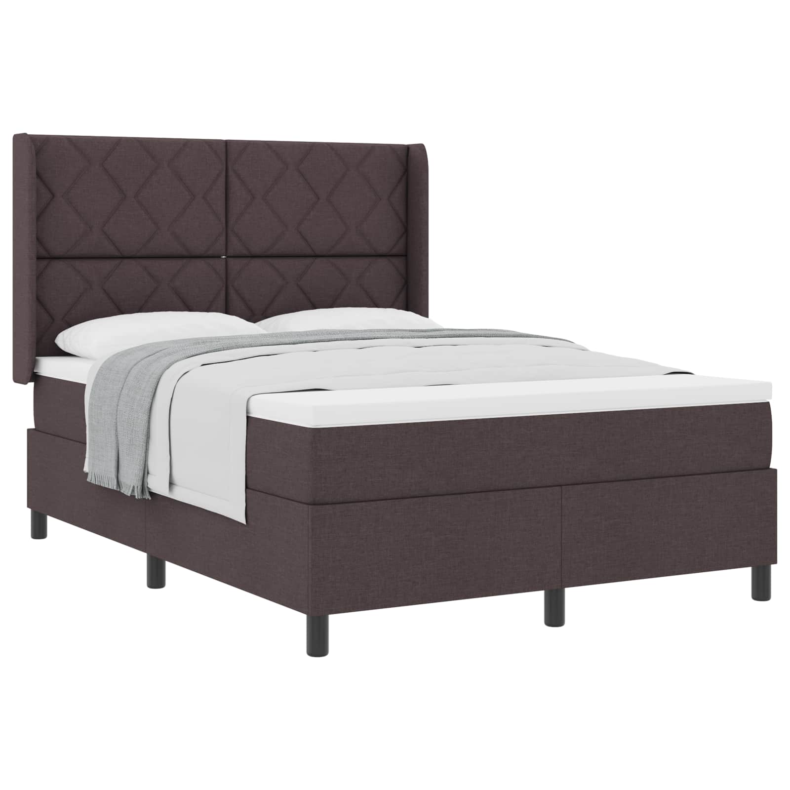 Letto a molle con cuscino Marrone Scuro 200 x 160 cm Tessuto | homemem39