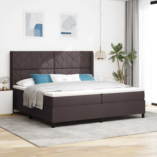 Letto a molle con cuscino Marrone Scuro 200 x 200 cm Tessuto | homemem39