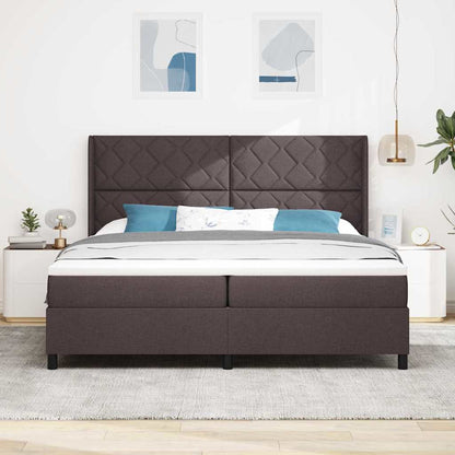 Letto a molle con cuscino Marrone Scuro 200 x 200 cm Tessuto | homemem39