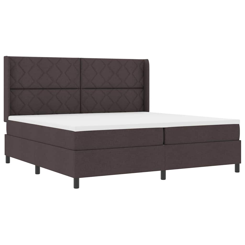 Letto a molle con cuscino Marrone Scuro 200 x 200 cm Tessuto | homemem39