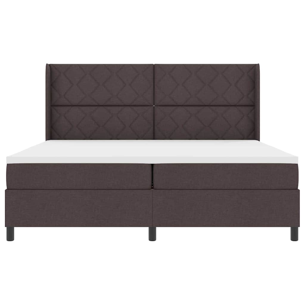 Letto a molle con cuscino Marrone Scuro 200 x 200 cm Tessuto | homemem39