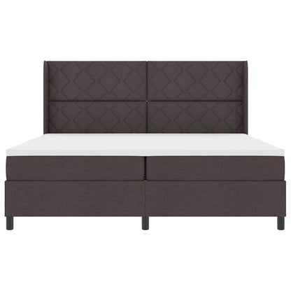 Letto a molle con cuscino Marrone Scuro 200 x 200 cm Tessuto | homemem39