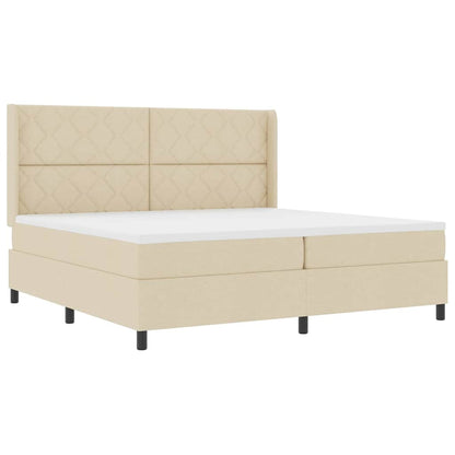 Letto a molle con materasso Crema 200 x 200 cm Tessuto