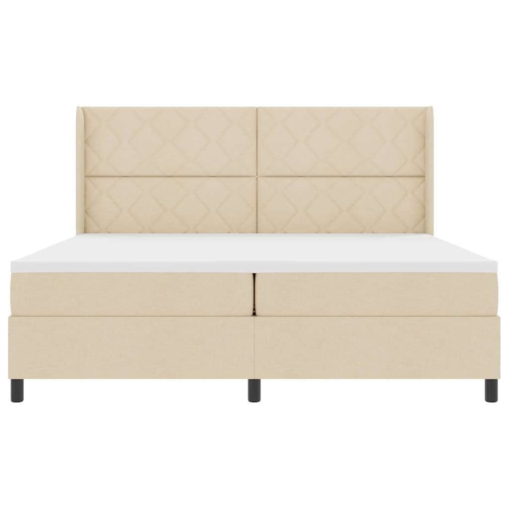 Letto a molle con materasso Crema 200 x 200 cm Tessuto