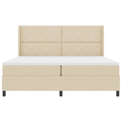 Letto a molle con materasso Crema 200 x 200 cm Tessuto