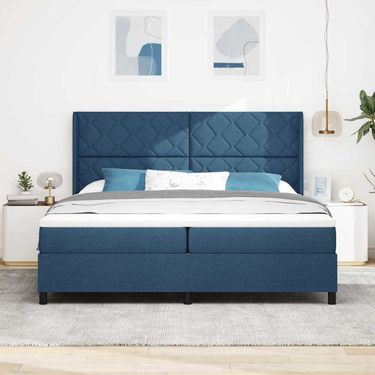 Letto a molle con cuscino con testiera Blu 200 x 200 cm Tessuto | homemem39