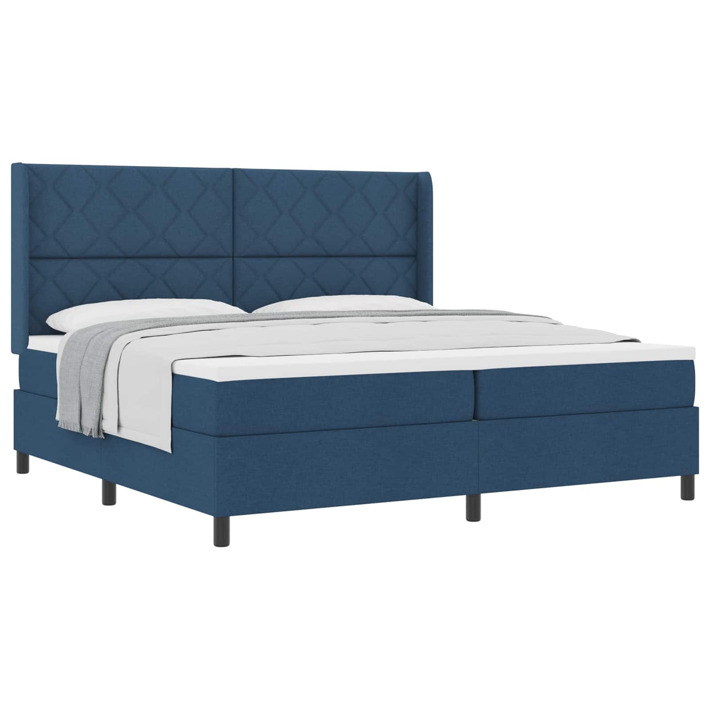 Letto a molle con cuscino con testiera Blu 200 x 200 cm Tessuto | homemem39