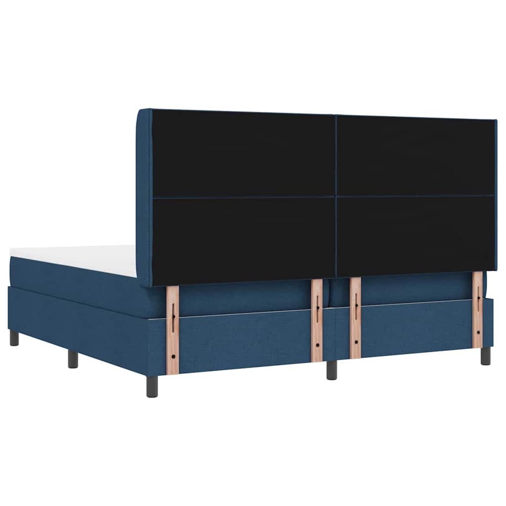 Letto a molle con cuscino con testiera Blu 200 x 200 cm Tessuto | homemem39